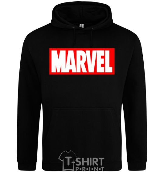 Мужская толстовка (худи) Marvel logo red white Черный фото