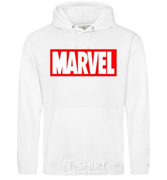 Men`s hoodie Marvel logo red white White фото
