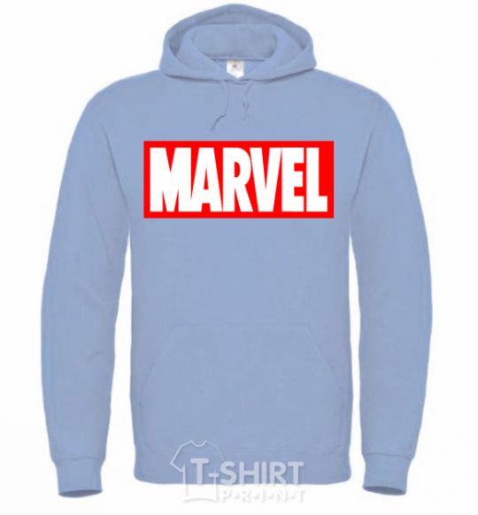 Мужская толстовка (худи) Marvel logo red white Голубой фото