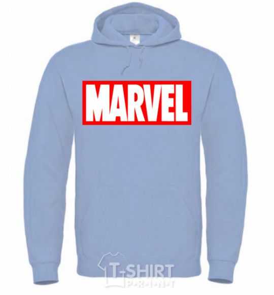 Men`s hoodie Marvel logo red white sky-blue фото