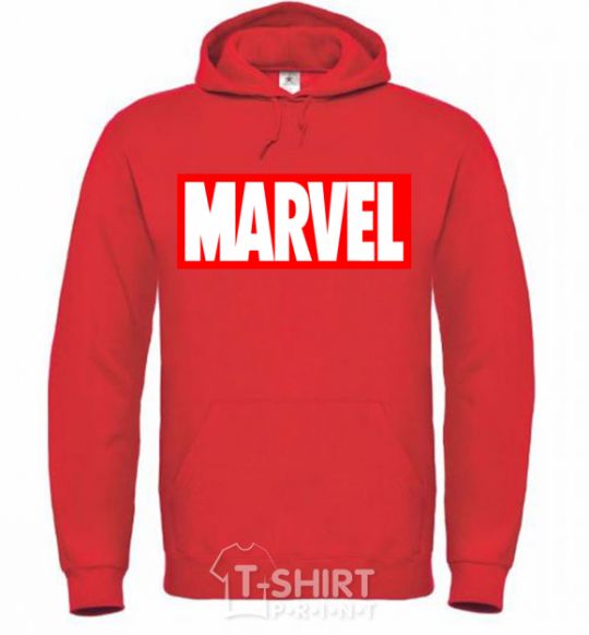 Мужская толстовка (худи) Marvel logo red white Ярко-красный фото