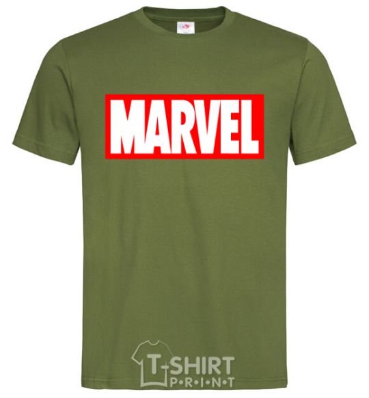 Men's T-Shirt Marvel logo red white millennial-khaki фото