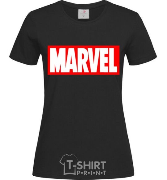 Женская футболка Marvel logo red white Черный фото