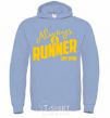 Men`s hoodie Always a runner like wind sky-blue фото