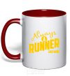 Mug with a colored handle Always a runner like wind red фото