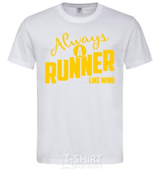 Мужская футболка Always a runner like wind Белый фото