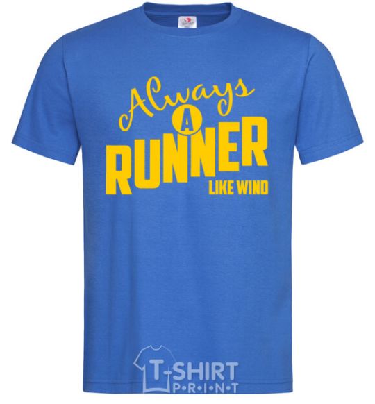 Мужская футболка Always a runner like wind Ярко-синий фото