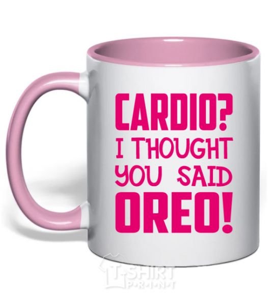 Mug with a colored handle I thought you said oreo light-pink фото