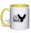 Mug with a colored handle I'm the sword in the darkness yellow фото