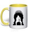 Mug with a colored handle Jon Snow yellow фото