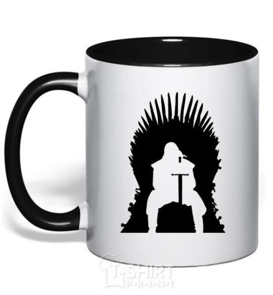 Mug with a colored handle Jon Snow black фото