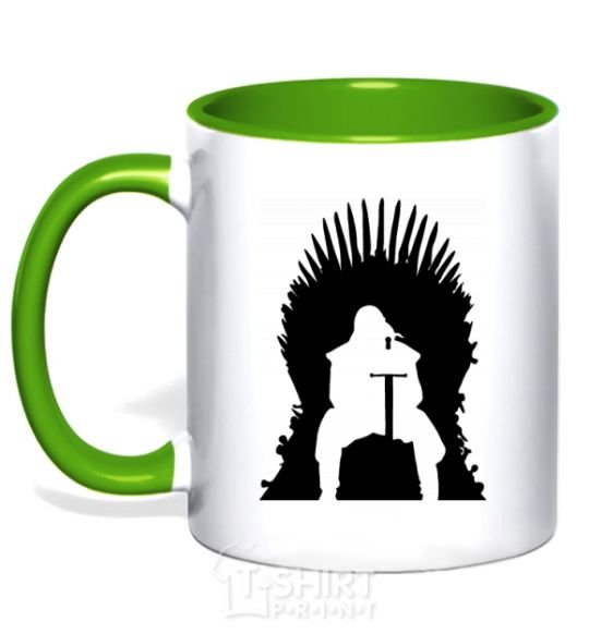 Mug with a colored handle Jon Snow kelly-green фото