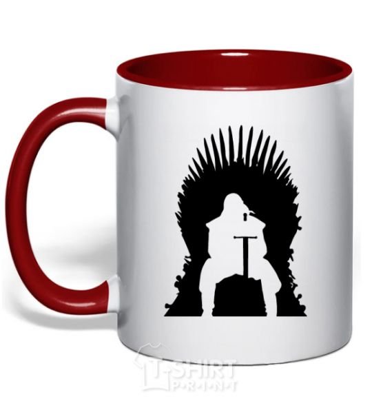 Mug with a colored handle Jon Snow red фото