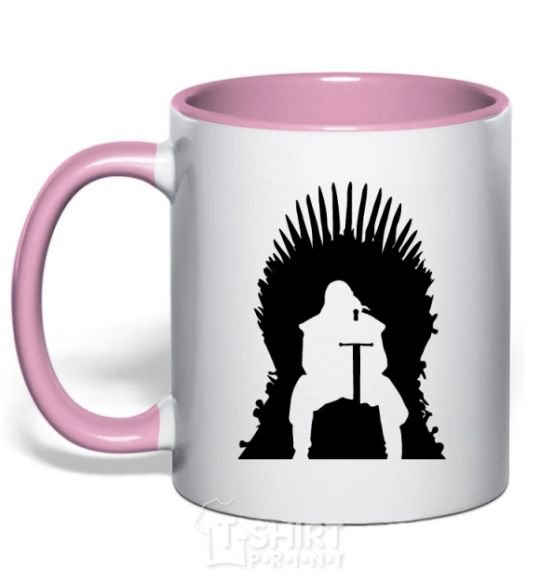 Mug with a colored handle Jon Snow light-pink фото