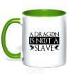 Чашка с цветной ручкой A dragon is not a slave Зеленый фото