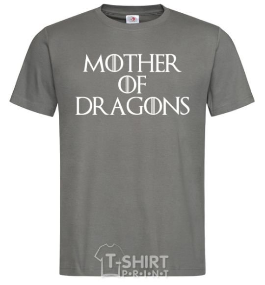 Men's T-Shirt Mother of dragons white dark-grey фото