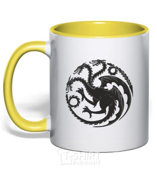 Mug with a colored handle The Targaryen coat of arms yellow фото