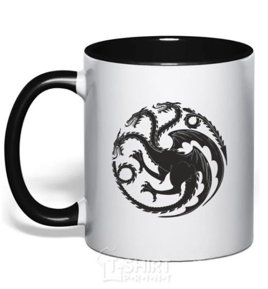 Mug with a colored handle The Targaryen coat of arms black фото