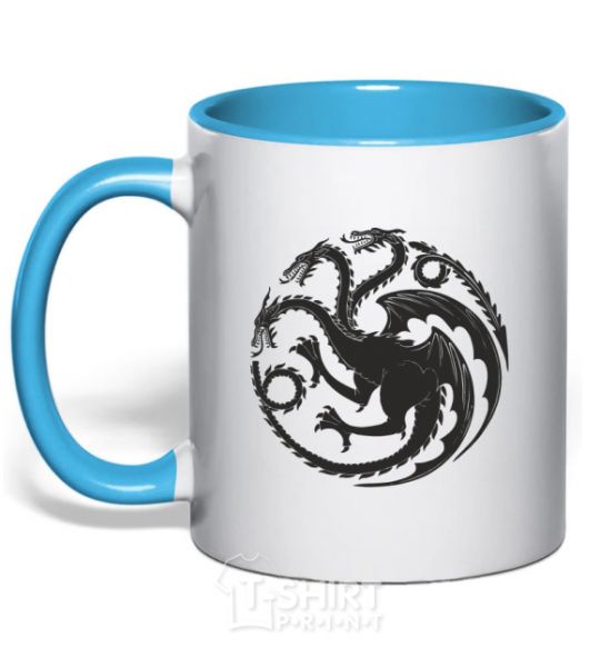 Mug with a colored handle The Targaryen coat of arms sky-blue фото