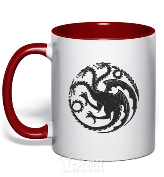 Mug with a colored handle The Targaryen coat of arms red фото