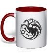 Mug with a colored handle The Targaryen coat of arms red фото