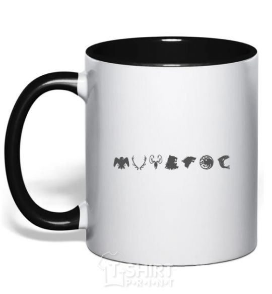 Mug with a colored handle Game of Thrones crests black фото