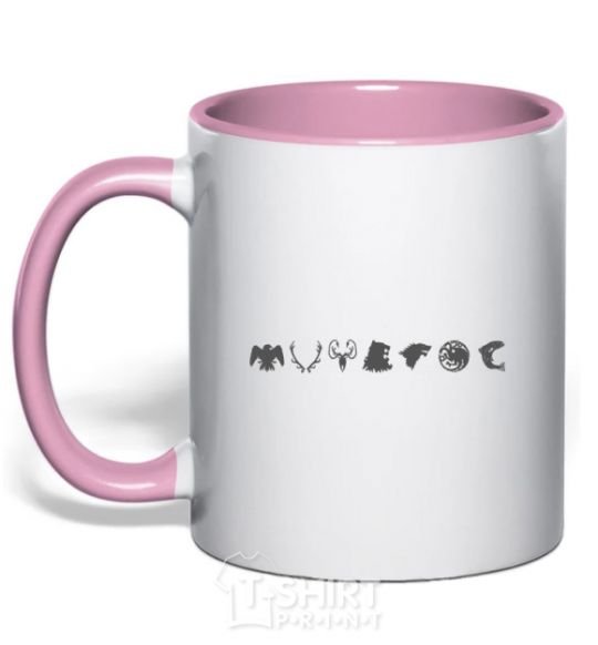 Mug with a colored handle Game of Thrones crests light-pink фото