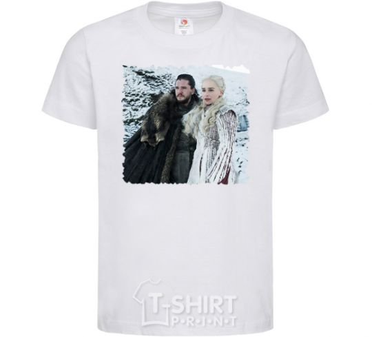 Kids T-shirt Jon and Daenerys White фото