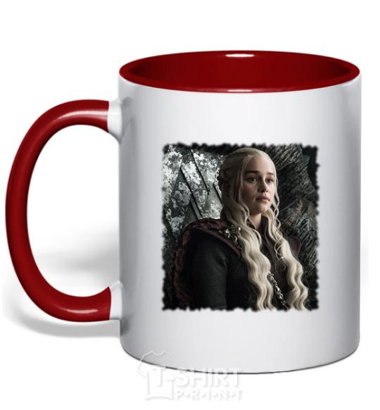 Mug with a colored handle Daenerys red фото