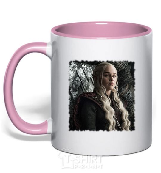 Mug with a colored handle Daenerys light-pink фото