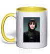 Mug with a colored handle Young Bran Stark yellow фото