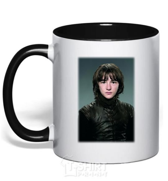 Mug with a colored handle Young Bran Stark black фото