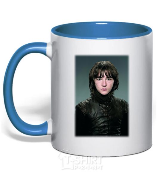 Mug with a colored handle Young Bran Stark royal-blue фото