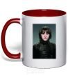 Mug with a colored handle Young Bran Stark red фото