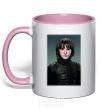 Mug with a colored handle Young Bran Stark light-pink фото