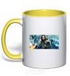 Mug with a colored handle Jon Snow Game of Thrones yellow фото