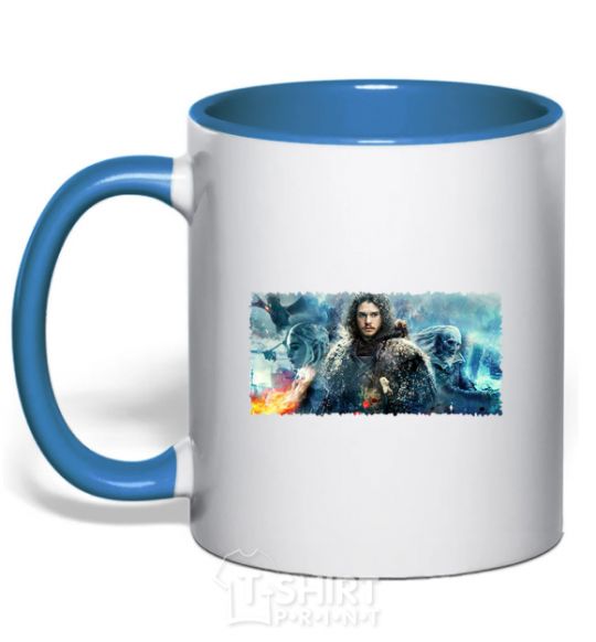 Mug with a colored handle Jon Snow Game of Thrones royal-blue фото