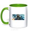 Mug with a colored handle Jon Snow Game of Thrones kelly-green фото
