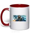 Mug with a colored handle Jon Snow Game of Thrones red фото