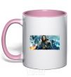 Mug with a colored handle Jon Snow Game of Thrones light-pink фото
