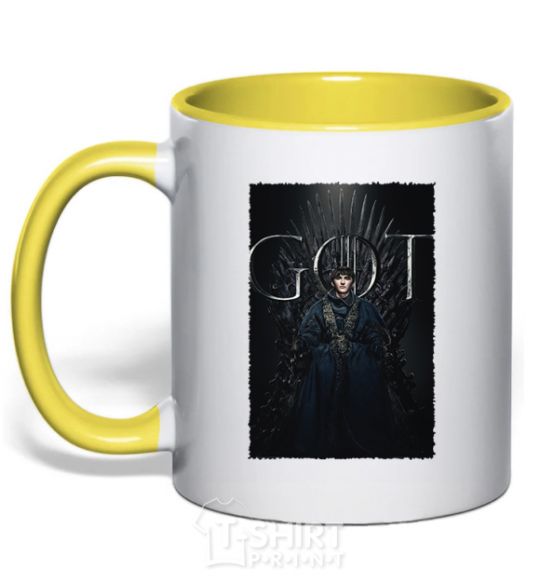 Mug with a colored handle Bran Stark GOT yellow фото