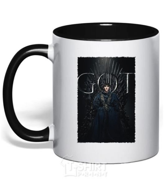 Mug with a colored handle Bran Stark GOT black фото