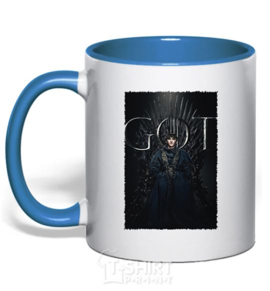 Mug with a colored handle Bran Stark GOT royal-blue фото