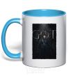 Mug with a colored handle Bran Stark GOT sky-blue фото