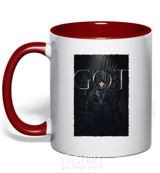 Mug with a colored handle Bran Stark GOT red фото