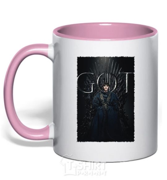 Mug with a colored handle Bran Stark GOT light-pink фото