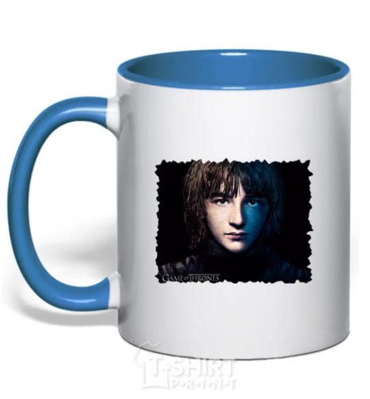 Mug with a colored handle Bran Stark royal-blue фото