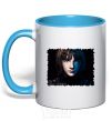 Mug with a colored handle Bran Stark sky-blue фото