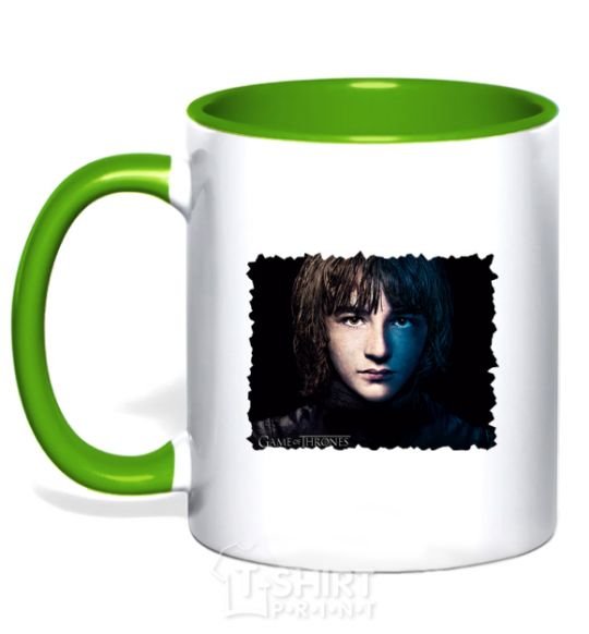 Mug with a colored handle Bran Stark kelly-green фото