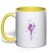 Mug with a colored handle Splash gymnastics yellow фото